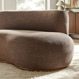 Rialta Mocha Curved Right-Arm Slub Weave Fabric Sectional Loveseat