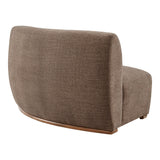 Rialta Mocha Curved Right-Arm Slub Weave Fabric Sectional Loveseat