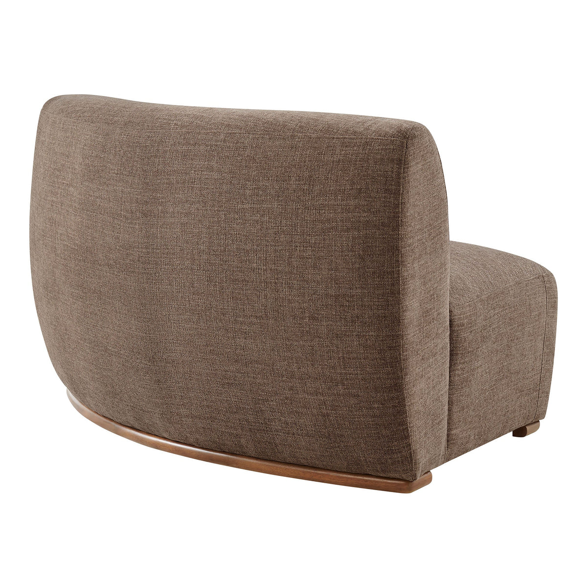 Rialta Mocha Curved Right-Arm Slub Weave Fabric Sectional Loveseat