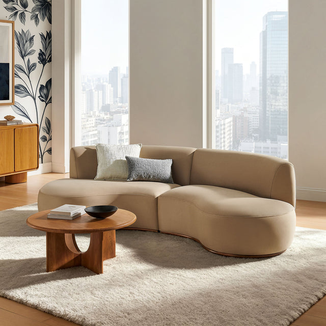 Rialta Taupe 2 Piece Curved Performance Velvet Sectional Sofa