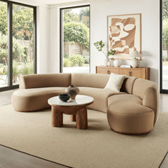 Rialta Taupe 3 Piece Curved Performance Velvet Sectional Sofa