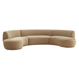 Rialta Taupe 3 Piece Curved Performance Velvet Sectional Sofa - Ornate Home