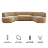 Rialta Taupe 3 Piece Curved Performance Velvet Sectional Sofa - Ornate Home