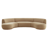 Rialta Taupe 3 Piece Curved Performance Velvet Sectional Sofa - Ornate Home
