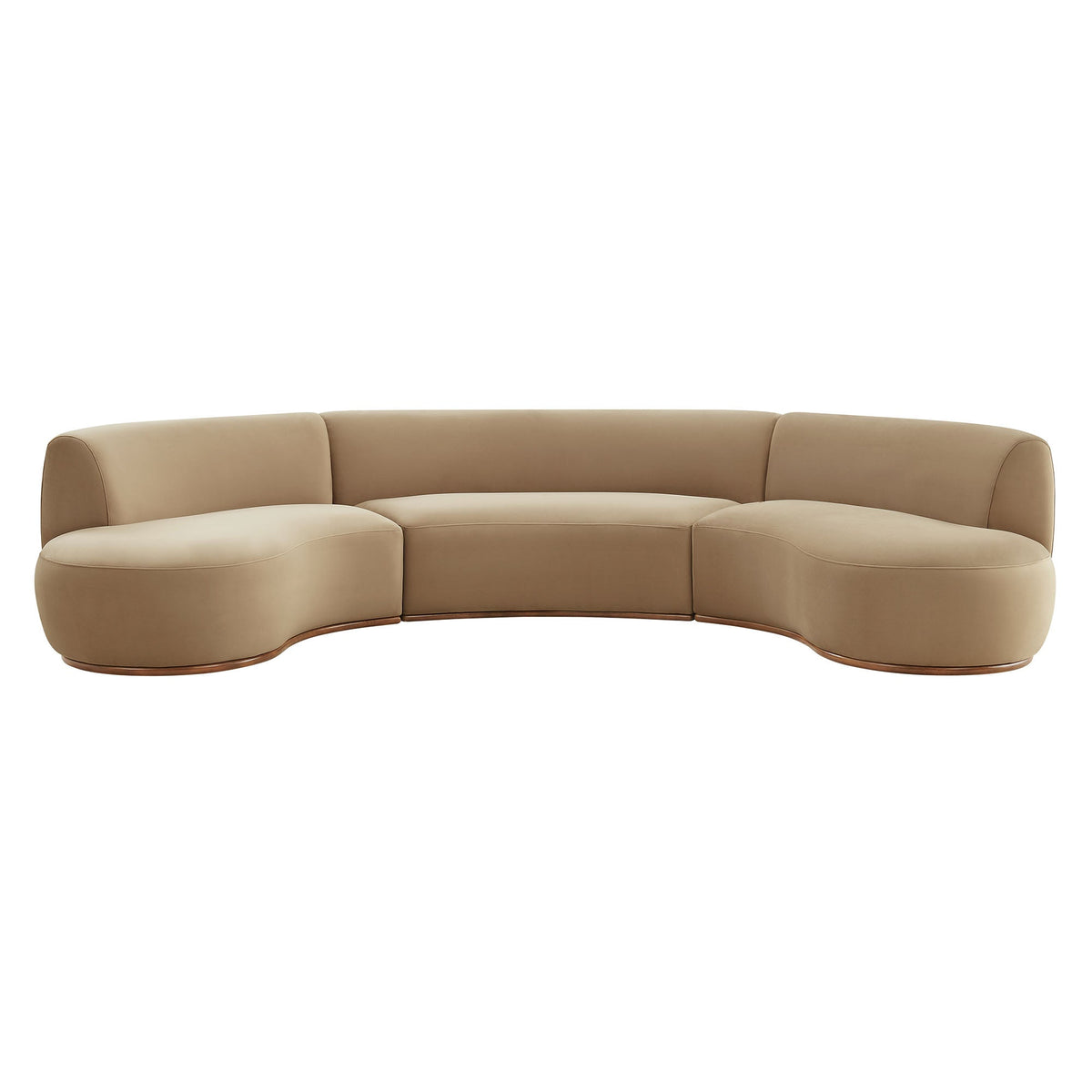 Rialta Taupe 3 Piece Curved Performance Velvet Sectional Sofa - Ornate Home