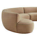 Rialta Taupe 3 Piece Curved Performance Velvet Sectional Sofa - Ornate Home