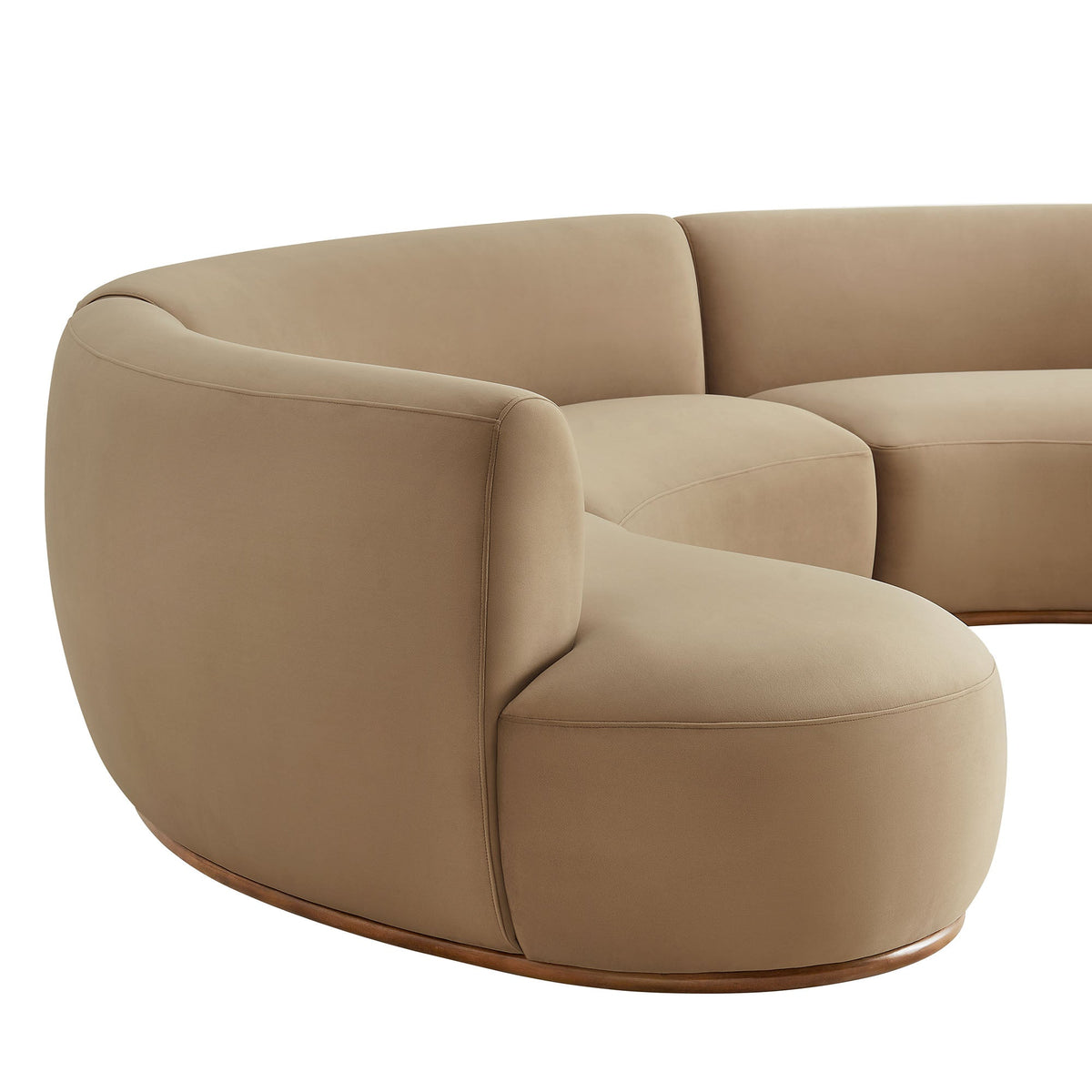 Rialta Taupe 3 Piece Curved Performance Velvet Sectional Sofa - Ornate Home