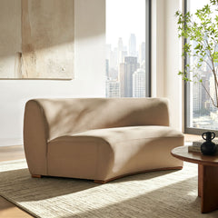 Rialta Taupe Curved Armless Performance Velvet Sectional Loveseat