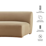 Rialta Taupe Curved Armless Performance Velvet Sectional Loveseat