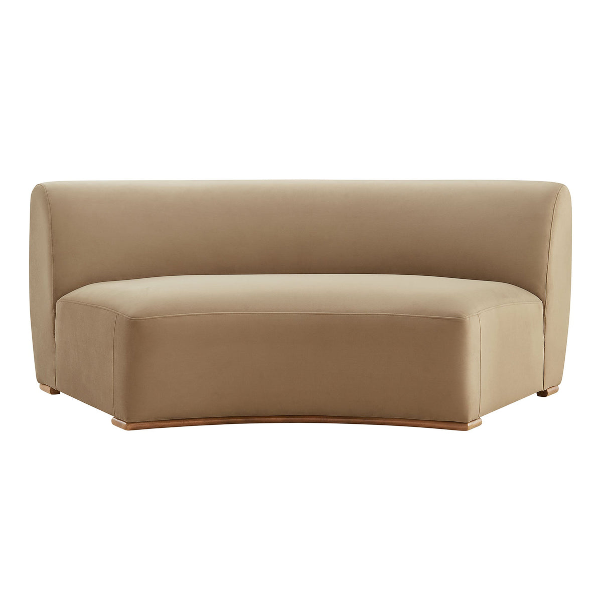 Rialta Taupe Curved Armless Performance Velvet Sectional Loveseat