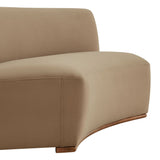Rialta Taupe Curved Armless Performance Velvet Sectional Loveseat