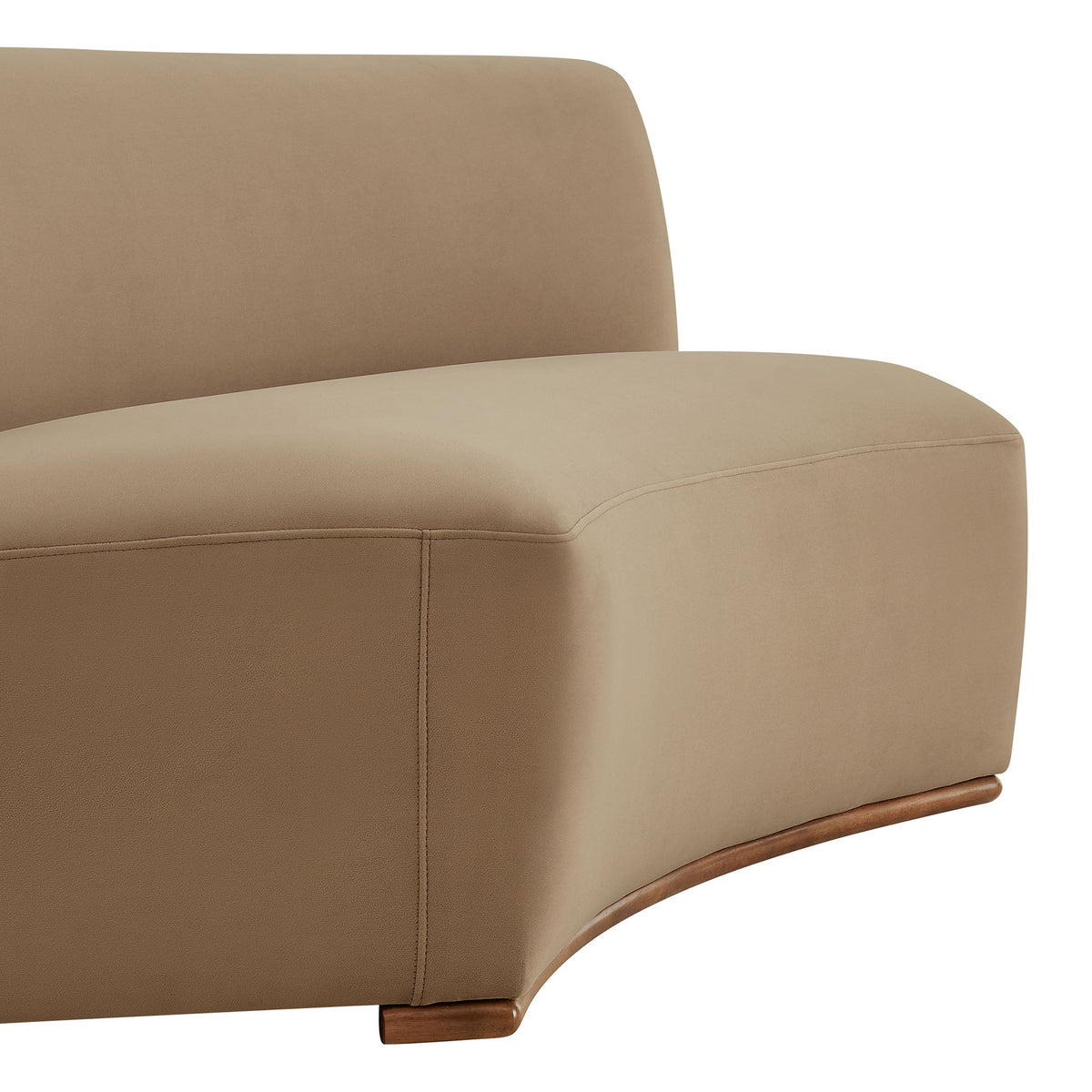 Rialta Taupe Curved Armless Performance Velvet Sectional Loveseat