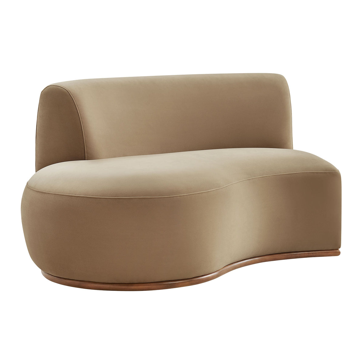 Rialta Taupe Curved Left-Arm Performance Velvet Sectional Loveseat