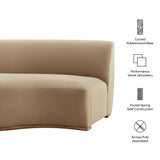 Rialta Taupe Curved Left-Arm Performance Velvet Sectional Loveseat