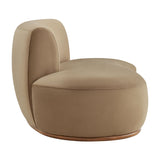 Rialta Taupe Curved Left-Arm Performance Velvet Sectional Loveseat