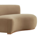 Rialta Taupe Curved Right-Arm Performance Velvet Sectional Loveseat