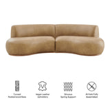 Rialta Toast 2 Piece Curved Vegan Leather Sectional Sofa
