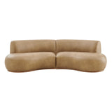 Rialta Toast 2 Piece Curved Vegan Leather Sectional Sofa