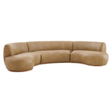 Rialta Toast 3 Piece Curved Vegan Leather Sectional Sofa - Ornate Home