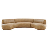 Rialta Toast 3 Piece Curved Vegan Leather Sectional Sofa - Ornate Home