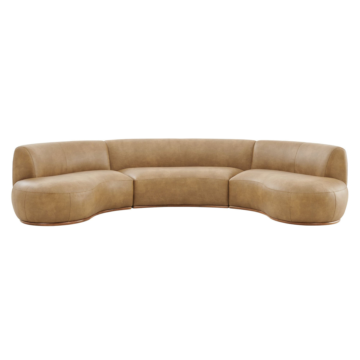 Rialta Toast 3 Piece Curved Vegan Leather Sectional Sofa - Ornate Home