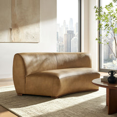 Rialta Toast Curved Armless Vegan Leather Sectional Loveseat