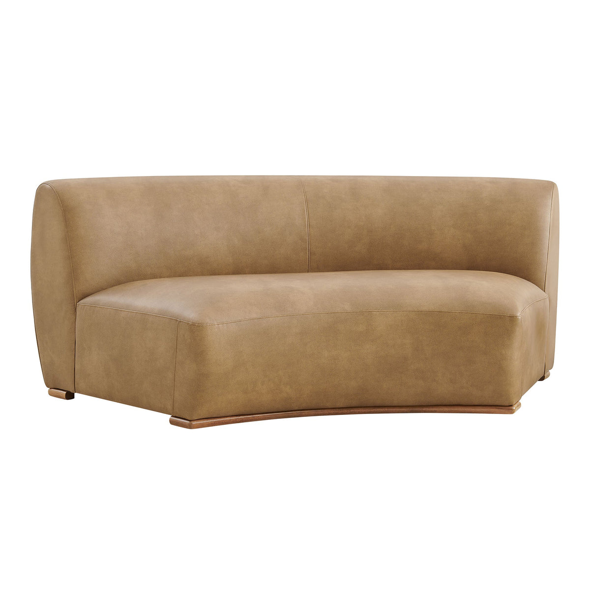 Rialta Toast Curved Armless Vegan Leather Sectional Loveseat