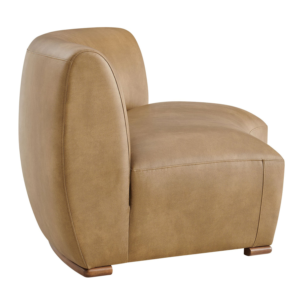 Rialta Toast Curved Armless Vegan Leather Sectional Loveseat