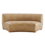 Rialta Toast Curved Armless Vegan Leather Sectional Loveseat