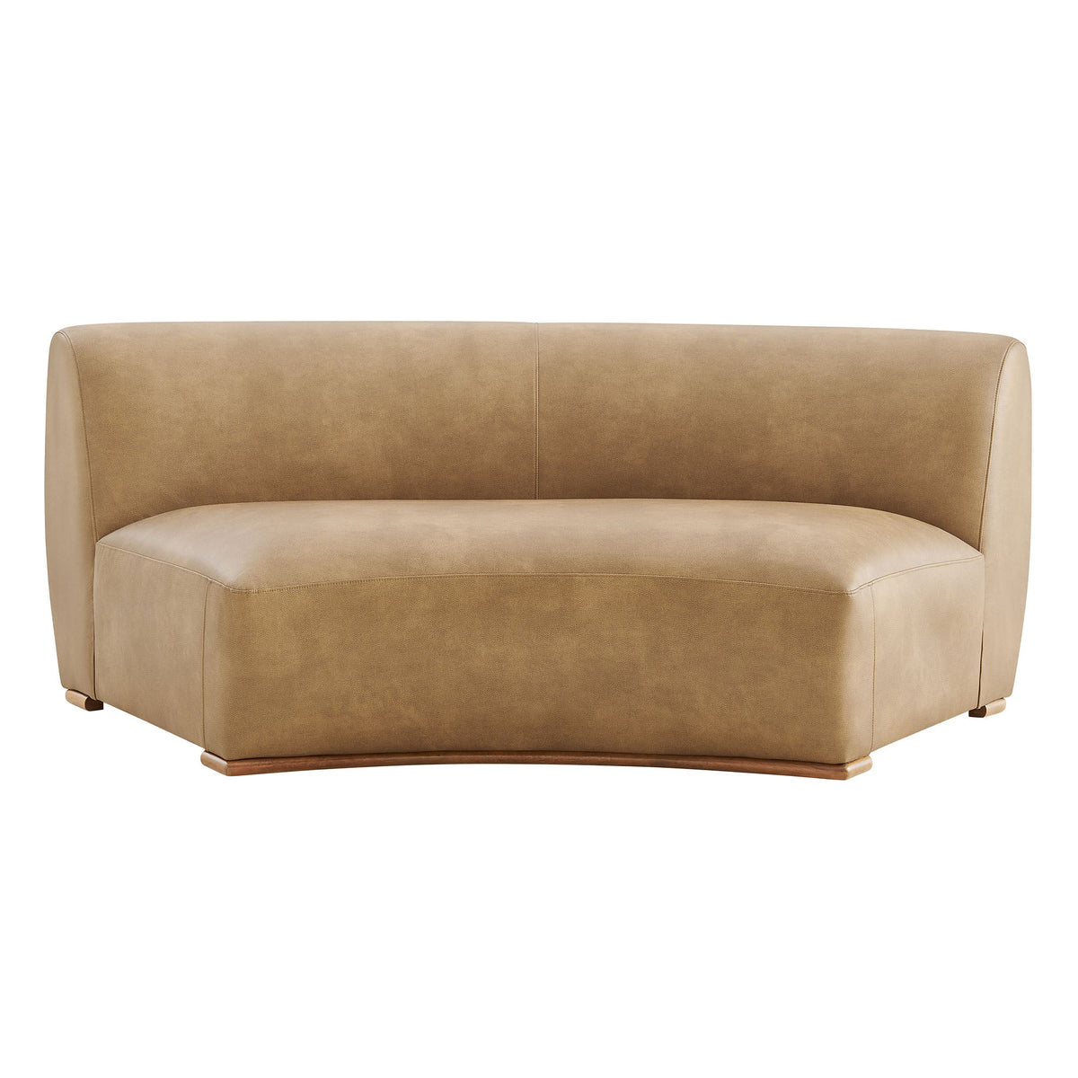 Rialta Toast Curved Armless Vegan Leather Sectional Loveseat