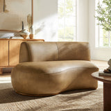 Rialta Toast Curved Left-Arm Vegan Leather Sectional Loveseat