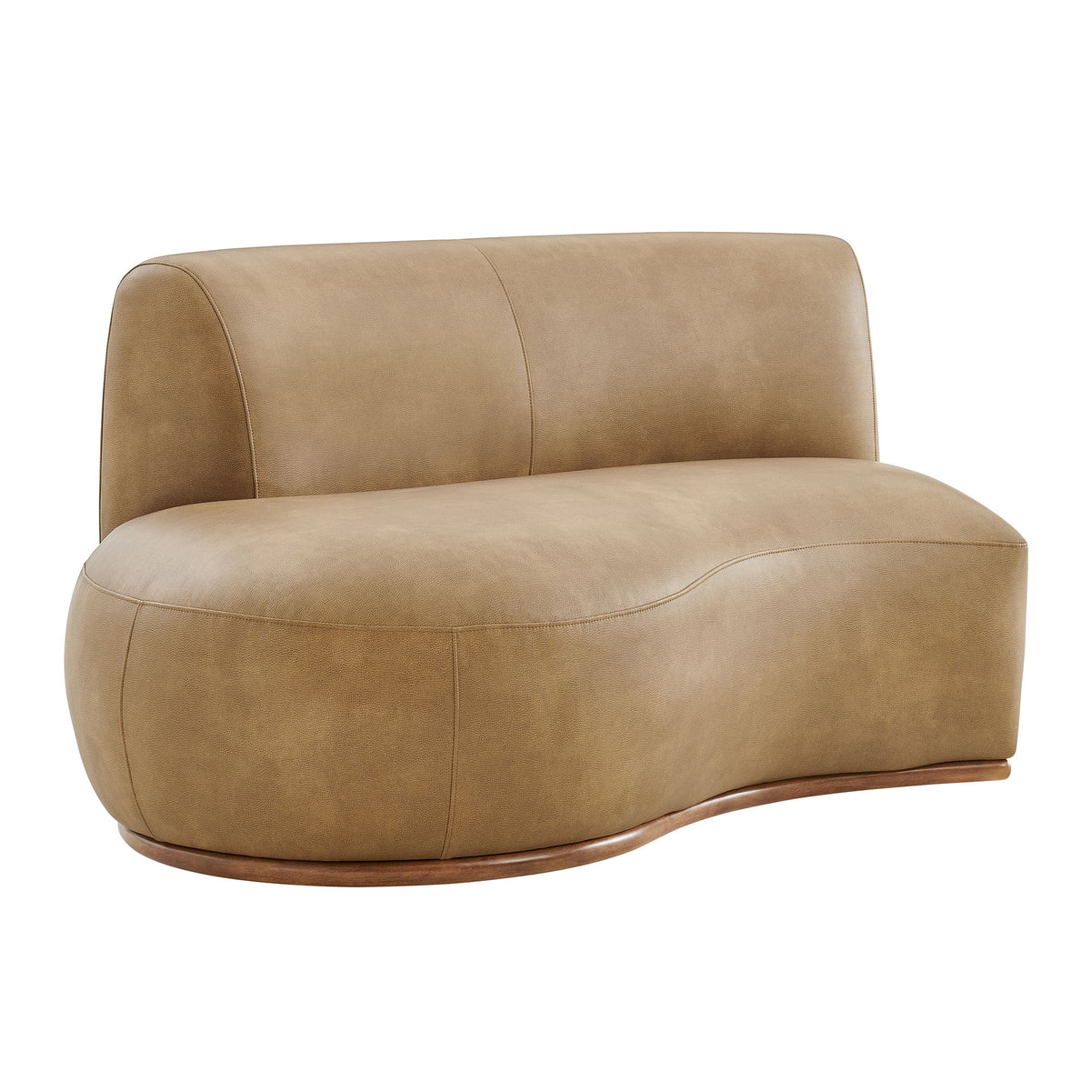 Rialta Toast Curved Left-Arm Vegan Leather Sectional Loveseat
