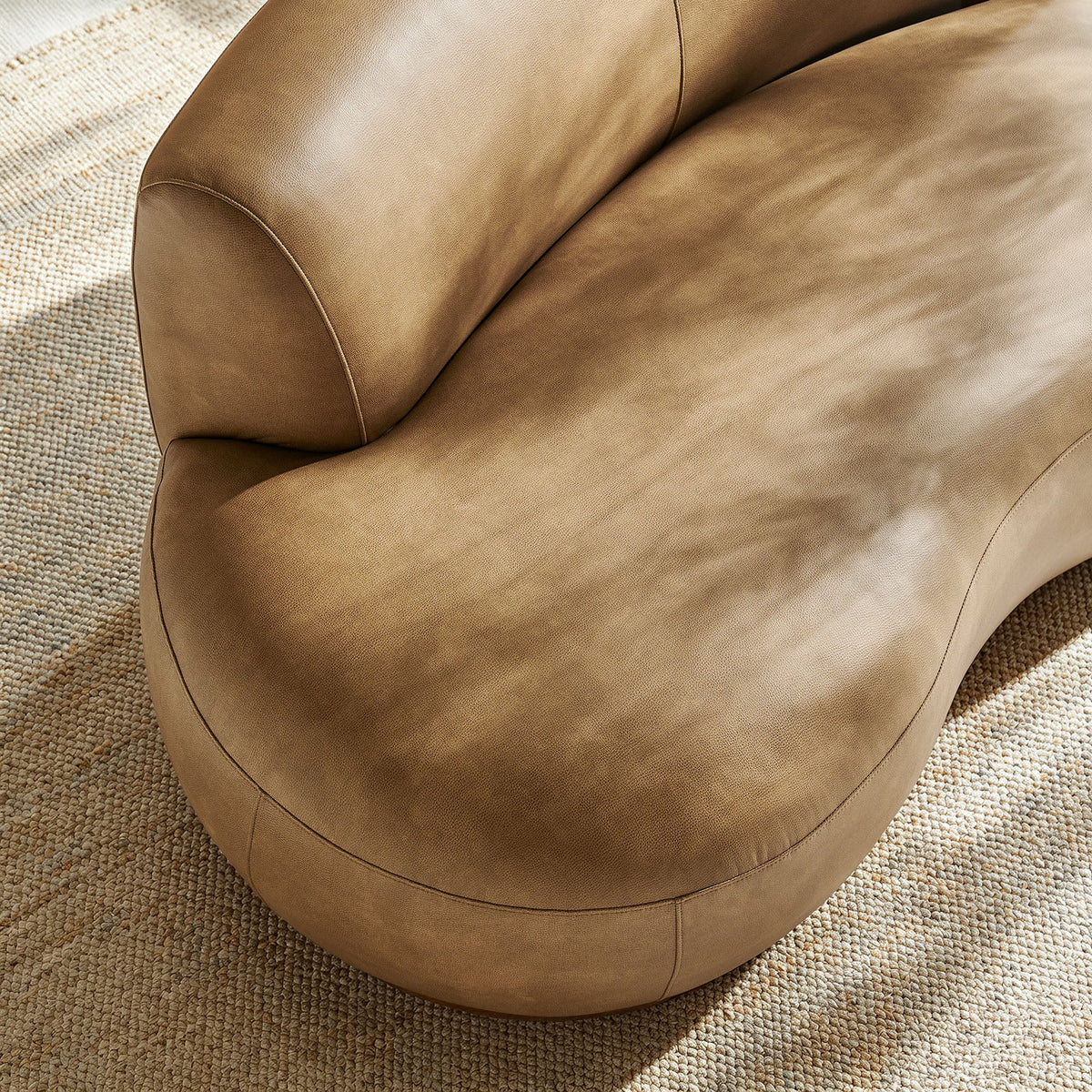 Rialta Toast Curved Left-Arm Vegan Leather Sectional Loveseat