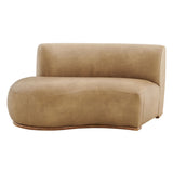 Rialta Toast Curved Left-Arm Vegan Leather Sectional Loveseat