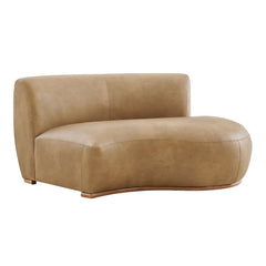 Rialta Toast Curved Right-Arm Vegan Leather Sectional Loveseat - Ornate Home