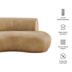 Rialta Toast Curved Right-Arm Vegan Leather Sectional Loveseat - Ornate Home