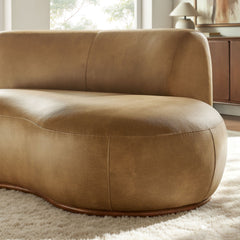 Rialta Toast Curved Right-Arm Vegan Leather Sectional Loveseat - Ornate Home