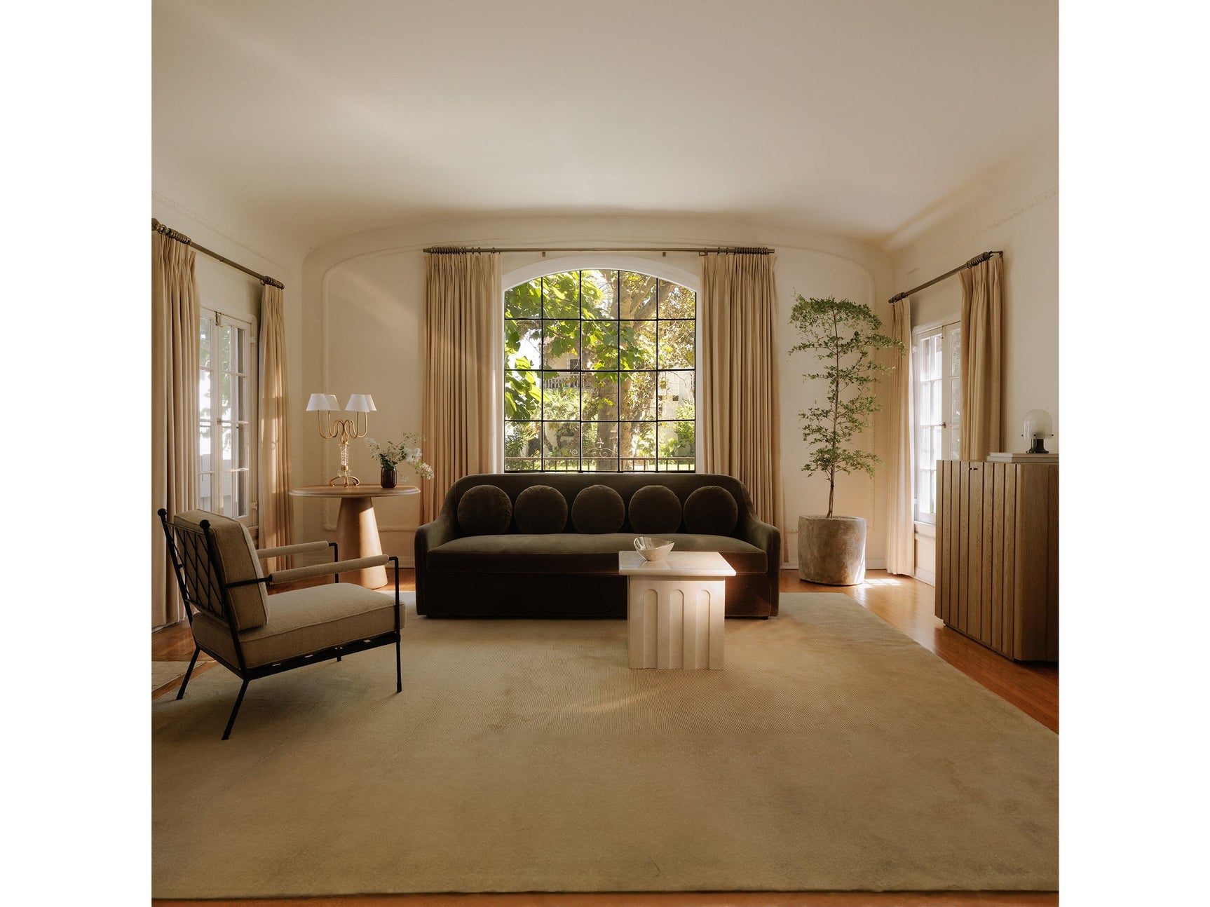 Rialto Dark Green Faux Mohair Sofa - Ornate Home