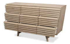 Ribbed Grey Nine Drawer Commode - Ornate Home