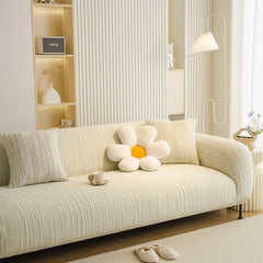 Ribbed Washable Sofa Cover, High Stretch Striped Couch Slipcover with Tie Straps - Ornate Home