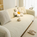 Ribbed Washable Sofa Cover, High Stretch Striped Couch Slipcover with Tie Straps - Ornate Home