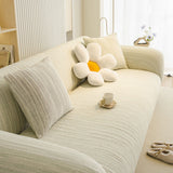 Ribbed Washable Sofa Cover, High Stretch Striped Couch Slipcover with Tie Straps - Ornate Home