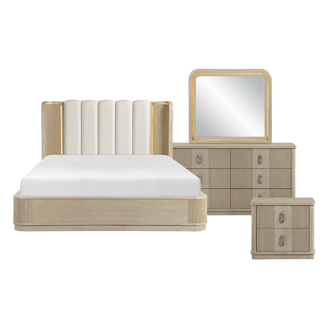 Ribbon Beige 4pc Bedroom Set - Ornate Home