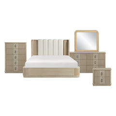 Ribbon Beige 5pc Bedroom Set - Ornate Home