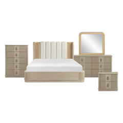 Ribbon Beige 5pc Bedroom Set - Ornate Home