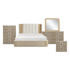 Ribbon Beige 5pc Bedroom Set - Ornate Home