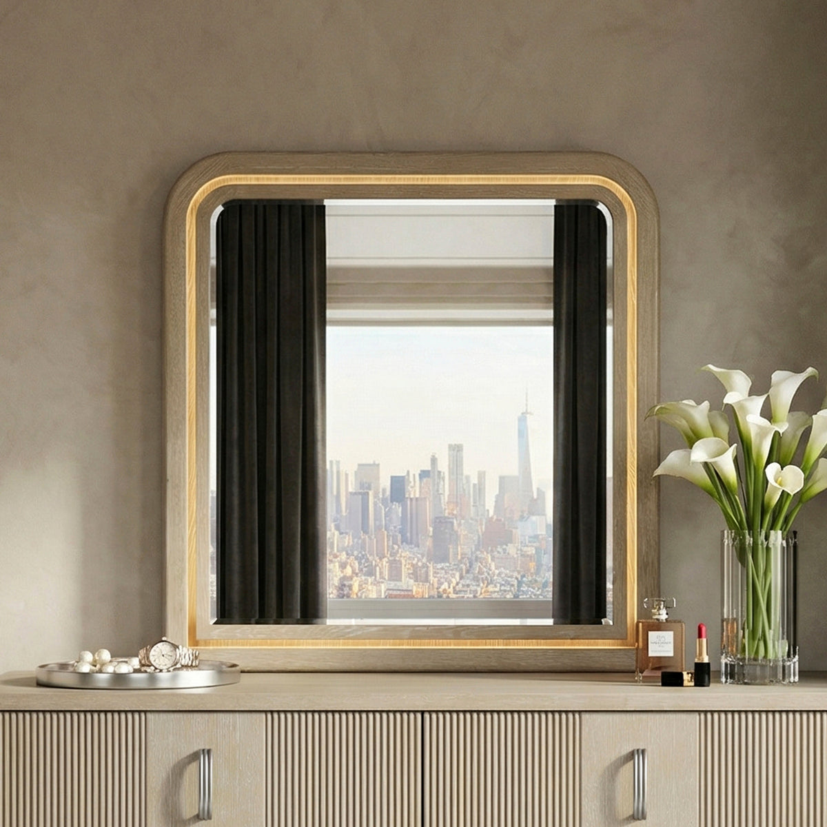 Ribbon Beige Mirror - Ornate Home