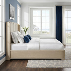 Ribbon Beige Queen Bed - Ornate Home