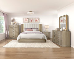 Ribbon Beige Queen Bed - Ornate Home