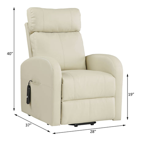 Ricardo Beige PU Recliner w/Power Lift - Ornate Home